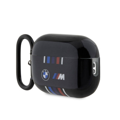 Apple Airpods Pro 2 Kılıf BMW Orjinal Lisanslı Çoklu Renkli Çizgili Çift IMD Baskı Logolu Kapak Siyah