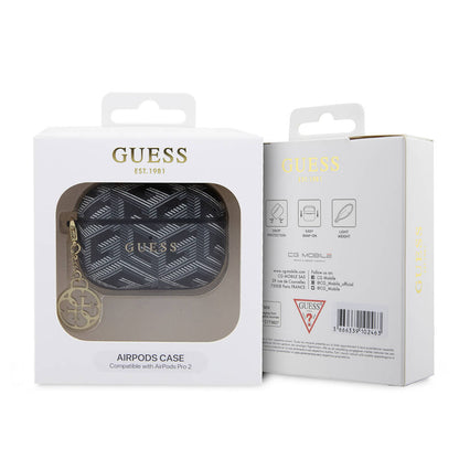 Airpods Pro 2 Kılıf Guess Orjinal Lisanslı G Cube Desenli 4G Süs Zincirli Kılıf