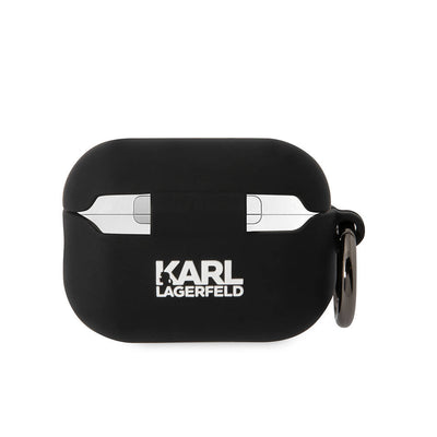 Apple Airpods Pro 2 Kılıf Karl Lagerfeld Orjinal Lisanslı Karl 3D Silikon Kapak Siyah
