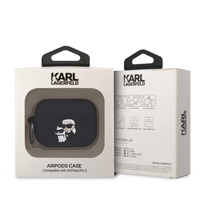 Airpods Pro 2 Kılıf Karl Lagerfeld Orjinal Lisanslı Karl & Choupette 3D Silikon Kılıf