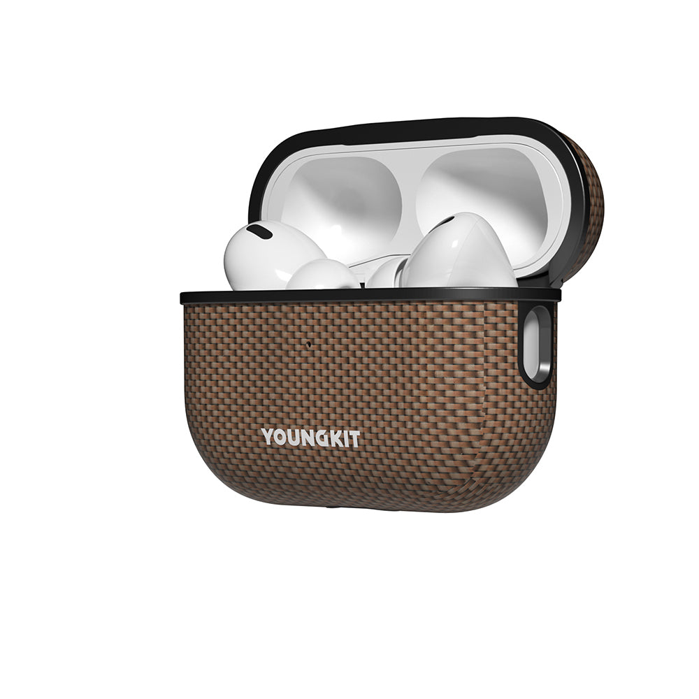 Apple Airpods Pro 2 Kılıf M-safe Şarj Özellikli Aramid Fiber Youngkit 1500D Kevlar Extreme Wing Serisi Kapak Gold