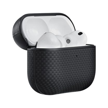 Airpods Pro 3 Kılıf 1500D Aramid Fiber Pitaka Ultra-Slim Classic Serisi Black-Grey Twill Kılıf