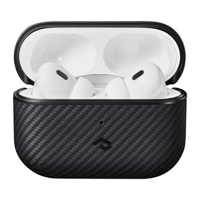 Apple Airpods Pro Kılıf Magsafe Şarj Özellikli 600D Aramid Fiber Pitaka Classic Serisi Black-Grey Twill Kılıf