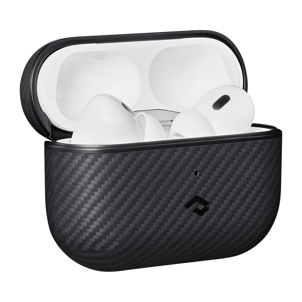 Apple Airpods Pro Kılıf Magsafe Şarj Özellikli 600D Aramid Fiber Pitaka Classic Serisi Black-Grey Twill Kılıf