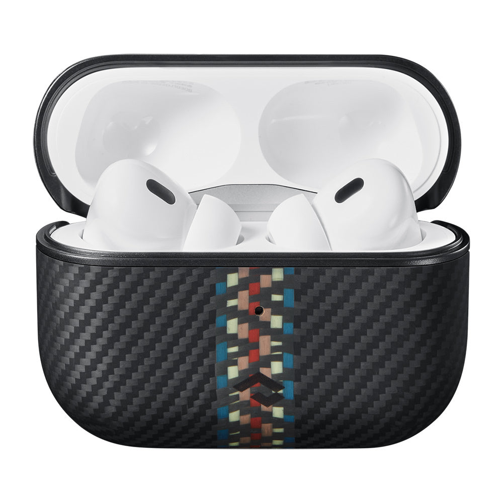 Apple Airpods Pro Kılıf Magsafe Şarj Özellikli 600D Aramid Fiber Pitaka Orchestra Serisi Rhapsody Kılıf Siyah-Mavi