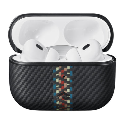Apple Airpods Pro Kılıf Magsafe Şarj Özellikli 600D Aramid Fiber Pitaka Orchestra Serisi Rhapsody Kılıf Siyah-Mavi