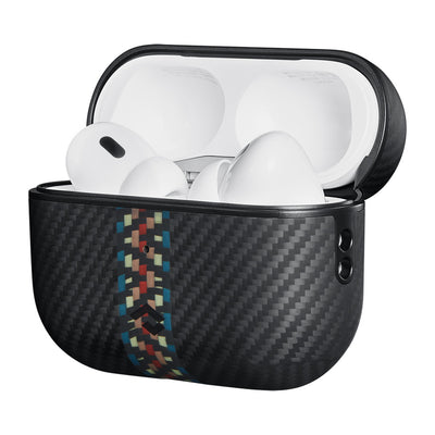 Apple Airpods Pro Kılıf Magsafe Şarj Özellikli 600D Aramid Fiber Pitaka Orchestra Serisi Rhapsody Kılıf Siyah-Mavi