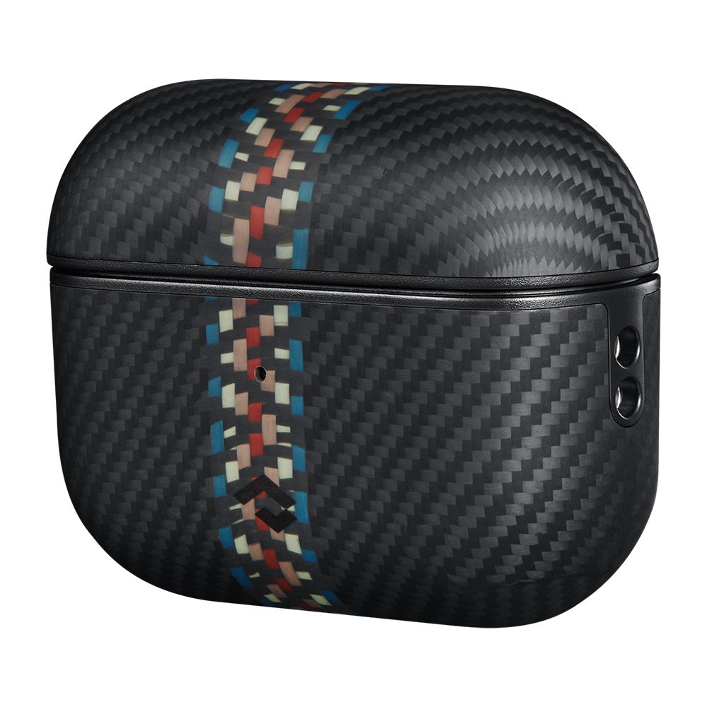 Apple Airpods Pro Kılıf Magsafe Şarj Özellikli 600D Aramid Fiber Pitaka Orchestra Serisi Rhapsody Kılıf Siyah-Mavi