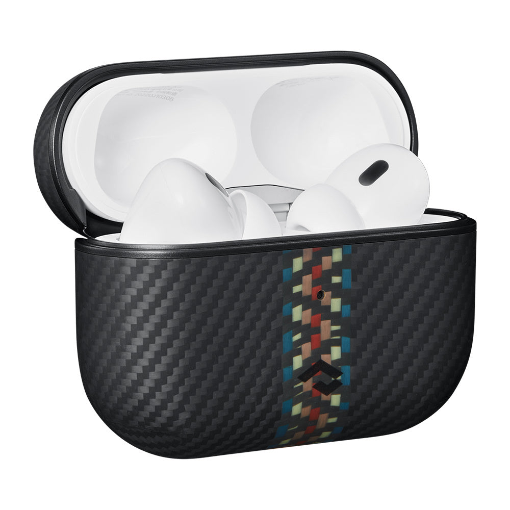 Apple Airpods Pro Kılıf Magsafe Şarj Özellikli 600D Aramid Fiber Pitaka Orchestra Serisi Rhapsody Kılıf Siyah-Mavi