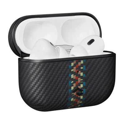 Apple Airpods Pro Kılıf Magsafe Şarj Özellikli 600D Aramid Fiber Pitaka Orchestra Serisi Rhapsody Kılıf Siyah-Mavi