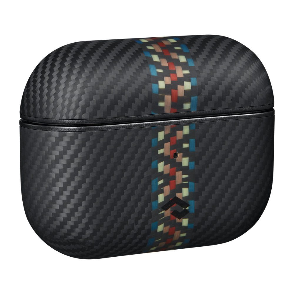 Apple Airpods Pro Kılıf Magsafe Şarj Özellikli 600D Aramid Fiber Pitaka Orchestra Serisi Rhapsody Kılıf Siyah-Mavi