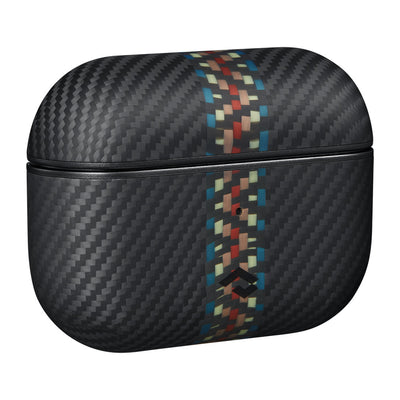 Apple Airpods Pro Kılıf Magsafe Şarj Özellikli 600D Aramid Fiber Pitaka Orchestra Serisi Rhapsody Kılıf Siyah-Mavi