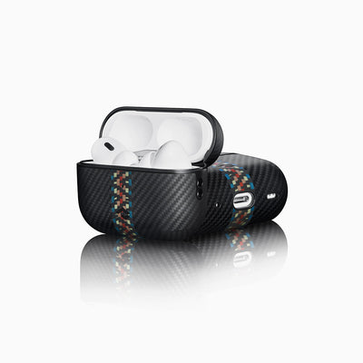Apple Airpods Pro Kılıf Magsafe Şarj Özellikli 600D Aramid Fiber Pitaka Orchestra Serisi Rhapsody Kılıf Siyah-Mavi