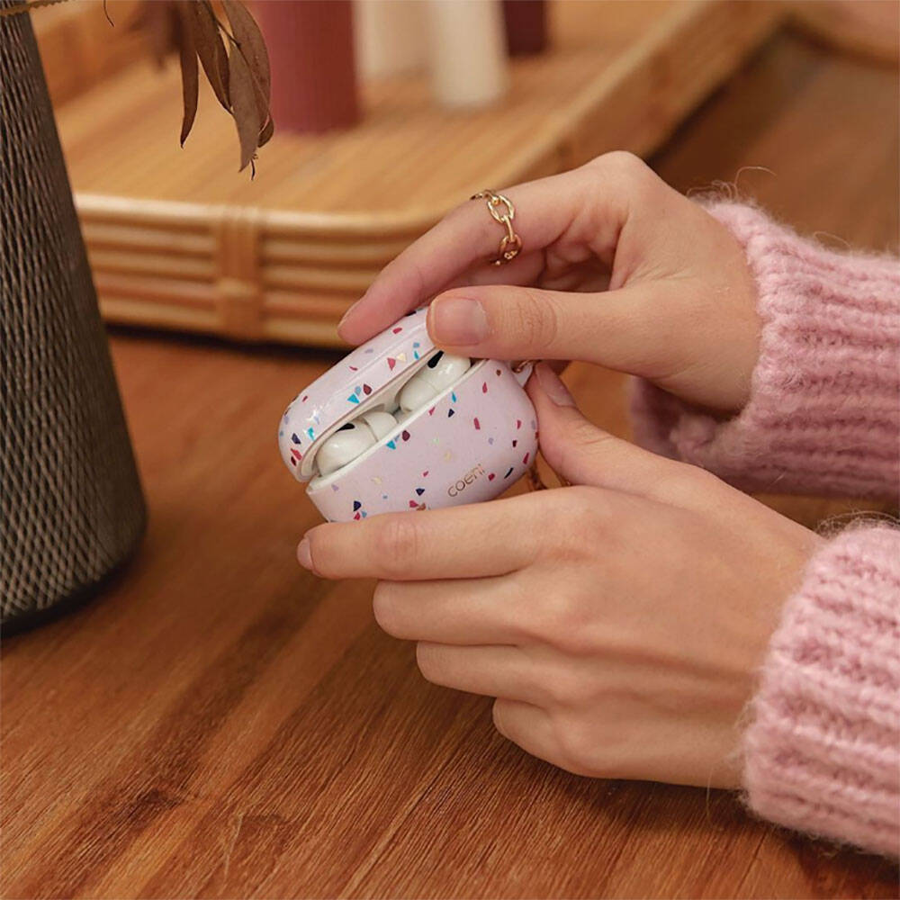 Apple Airpods Pro Kılıf Mozaik Desenli Coehl Terrazzo Kapak Beyaz