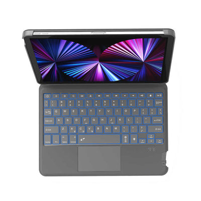 Apple iPad 10.2 2021 (9.Nesil) Wiwu Combo Led Işıklı Magnetik Standlı Klavyeli Kılıf Gri
