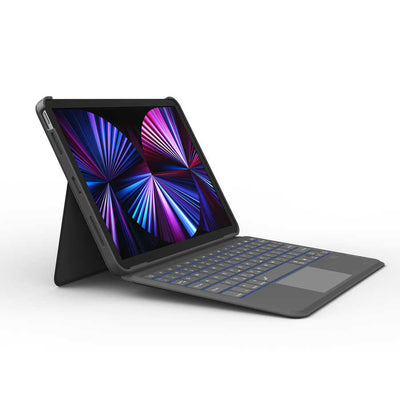 Apple iPad 10.2 2021 (9.Nesil) Wiwu Combo Led Işıklı Magnetik Standlı Klavyeli Kılıf Gri