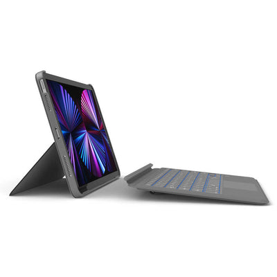 Apple iPad 10.2 2021 (9.Nesil) Wiwu Combo Led Işıklı Magnetik Standlı Klavyeli Kılıf Gri