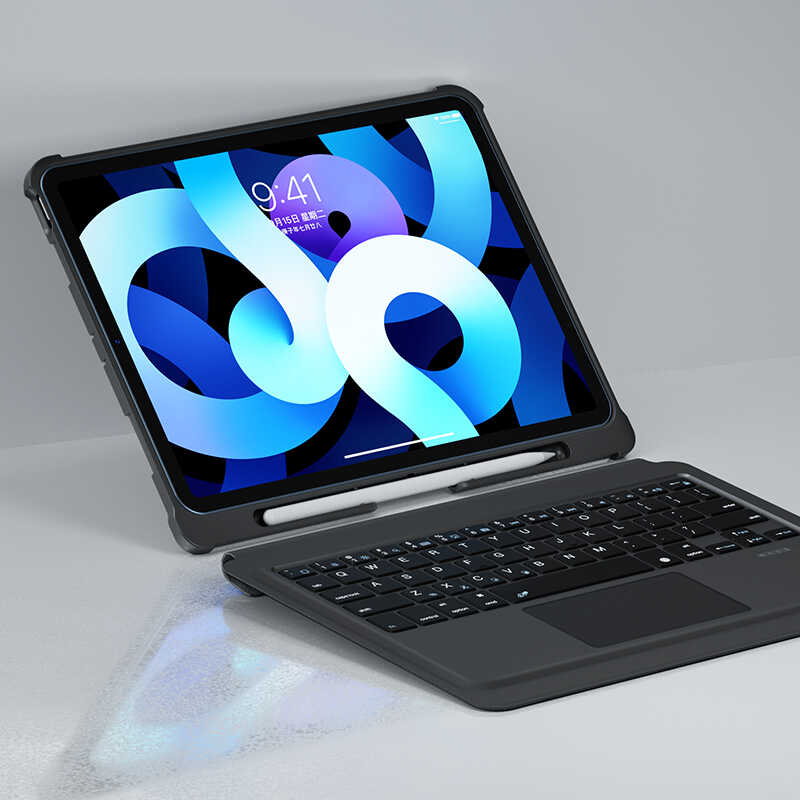 Apple iPad 10.2 (8.Nesil) Benks Multifunctional Kablosuz Klavyeli Kılıf Siyah