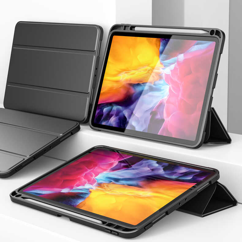 Apple iPad 10.2 (8.Nesil) Kılıf Wlons Tablet Kılıf Siyah