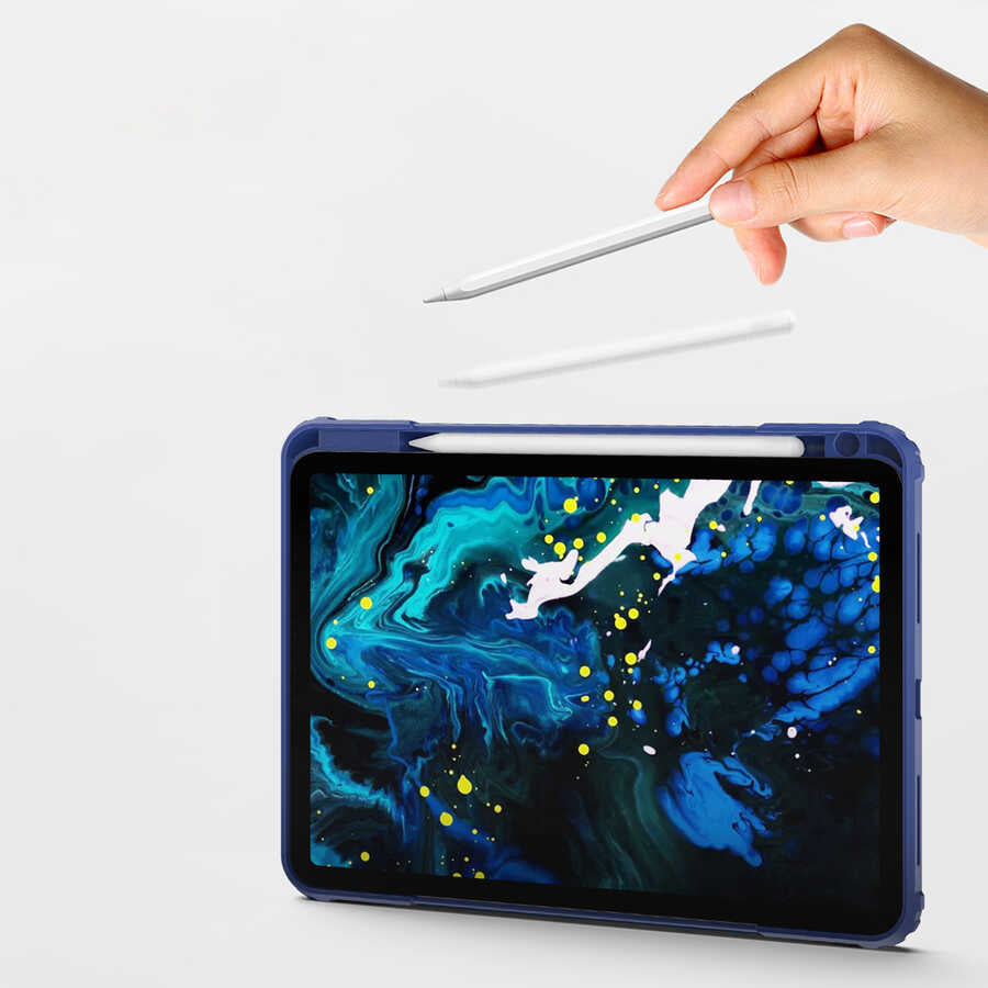 Apple iPad 10.2 (8.Nesil) Wiwu Mecha Dönebilen Standlı Tablet Kılıfı Siyah