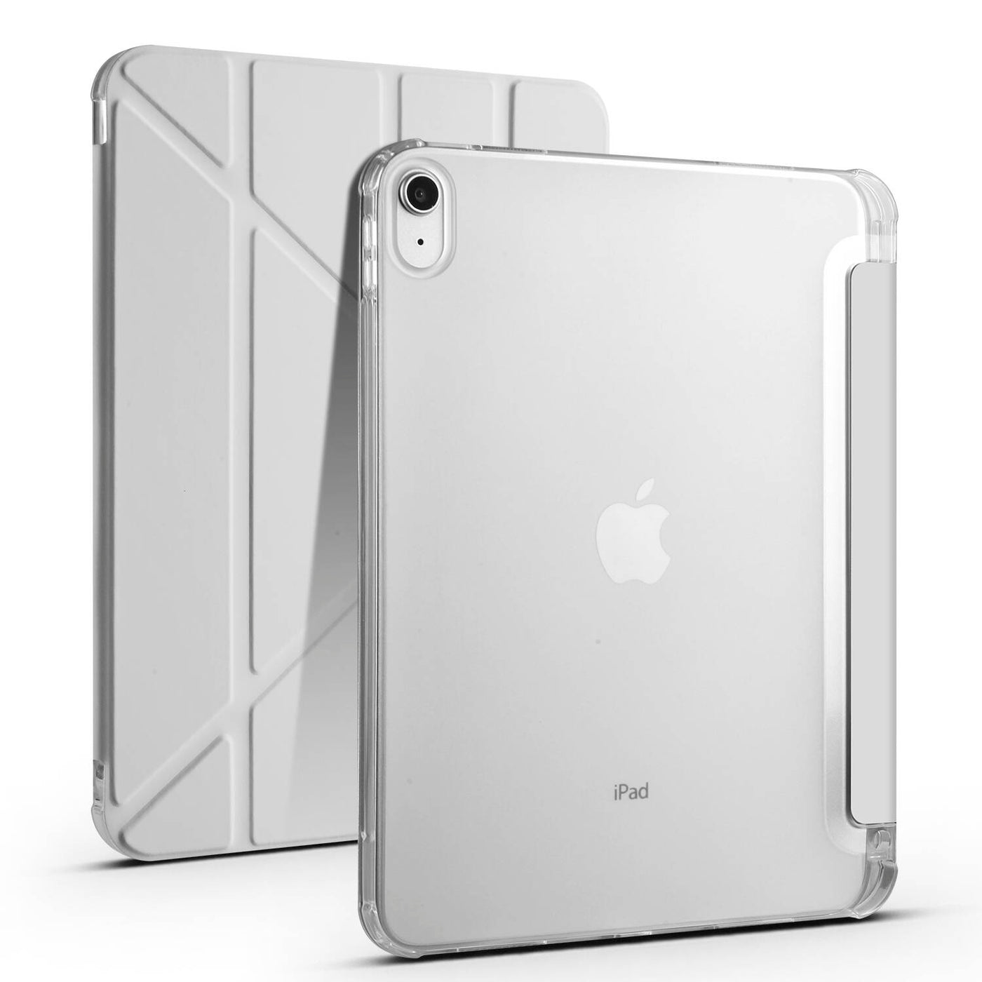 Apple iPad 10.9 2022 (10.Nesil) Kılıf Zore Tri Folding Kalem Bölmeli Standlı Kılıf Gri