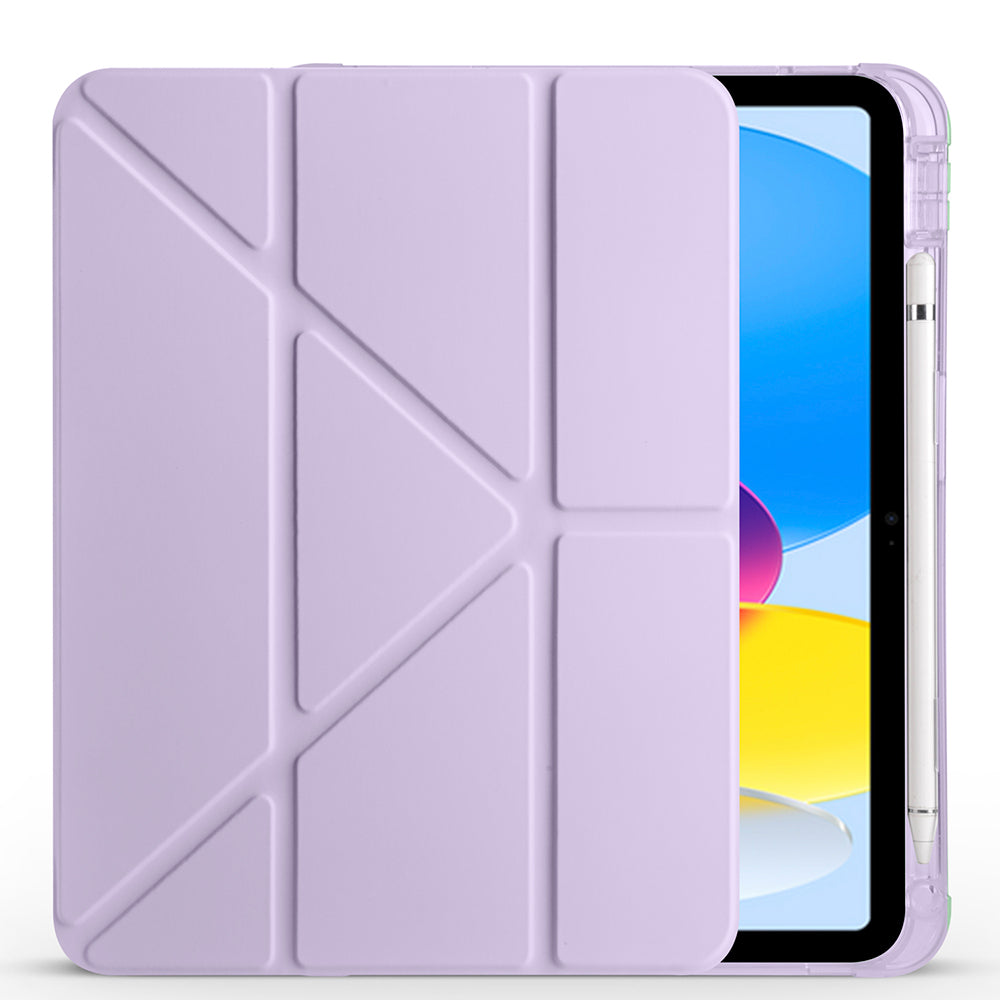 Apple iPad 10.9 2022 (10.Nesil) Kılıf Zore Tri Folding Kalem Bölmeli Standlı Kılıf Lila