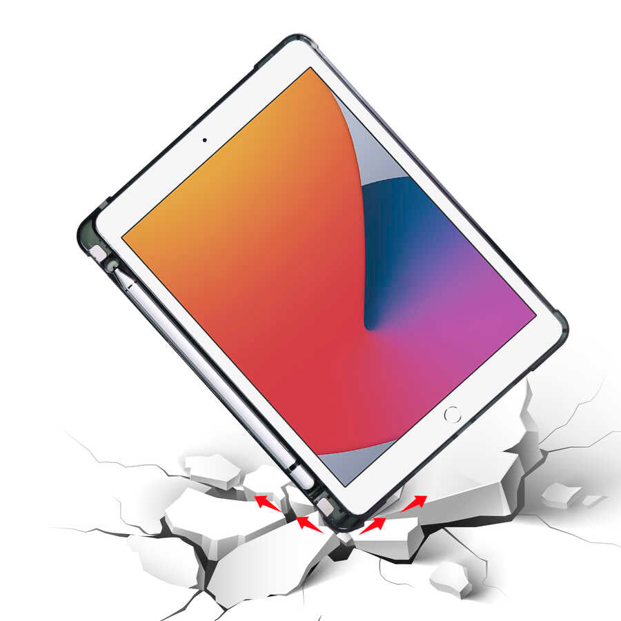 Apple iPad 9.7 2017 (5.Nesil) Kılıf Zore Tri Folding Kalem Bölmeli Standlı Kılıf Mor