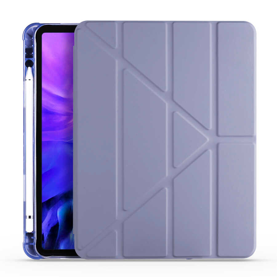 Apple iPad Air 10.9 2020 (4.Nesil) Kılıf Zore Tri Folding Kalem Bölmeli Standlı Kılıf Kırmızı