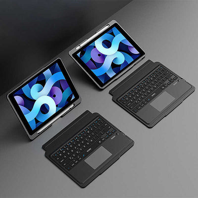 Apple iPad Air 10.9 2020 (4.Nesil) Wiwu Keyboard Folio Kablosuz Klavyeli Kılıf Siyah