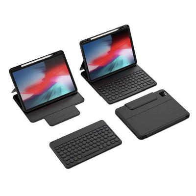 Apple iPad Air 10.9 2020 (4.Nesil) Wiwu Protective Gizli Kalem Bölmeli Klavyeli Kılıf Pembe