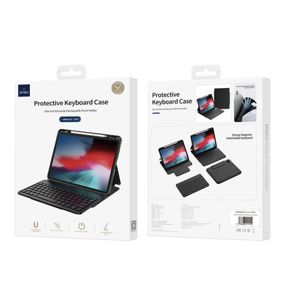Apple iPad Air 10.9 2020 (4.Nesil) Wiwu Protective Gizli Kalem Bölmeli Klavyeli Kılıf Pembe