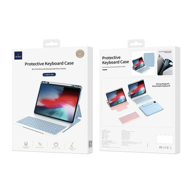 Apple iPad Air 10.9 2020 (4.Nesil) Wiwu Protective Gizli Kalem Bölmeli Klavyeli Kılıf Mavi