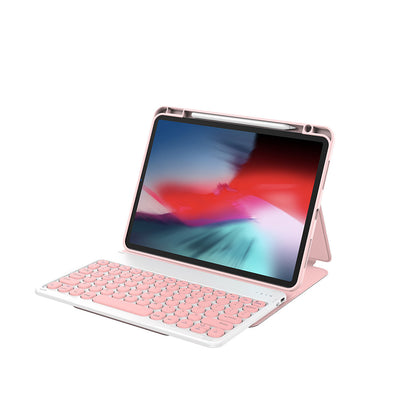 Apple iPad Air 10.9 2020 (4.Nesil) Wiwu Protective Gizli Kalem Bölmeli Klavyeli Kılıf Pembe