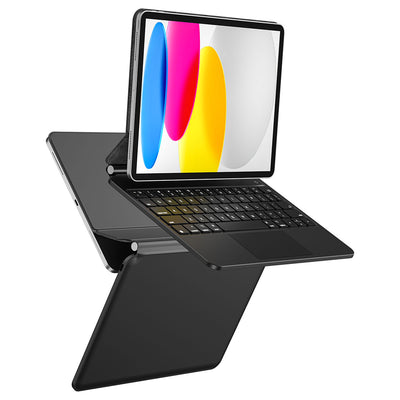 Apple iPad 10.Nesil 2022 10.9" Klavyeli Kılıf Touchpad Klavye Aydınlatmalı Wiwu KX005 Keyboard Siyah