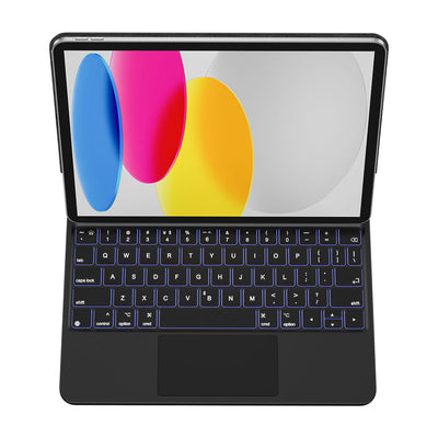 Apple iPad 10.Nesil 2022 10.9" Klavyeli Kılıf Touchpad Klavye Aydınlatmalı Wiwu KX005 Keyboard Siyah