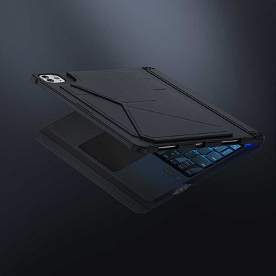 Apple iPad Air 10.9 2022 (5.Nesil) Benks Multifunctional Kablosuz Klavyeli Kılıf Siyah