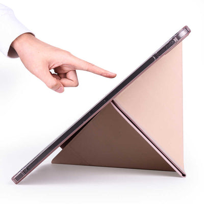 Apple iPad Air 10.9 2022 (5.Nesil) Kılıf Zore Tri Folding Kalem Bölmeli Standlı Kılıf Rose Gold