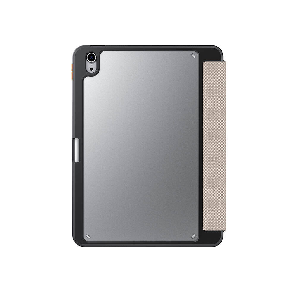 Apple iPad Air 11 2024 Kılıf SkinArma Kabartma Baskı Tasarımlı 360 Tam Koruma Arkası Şeffaf Standlı Gamma Kılıf Siyah