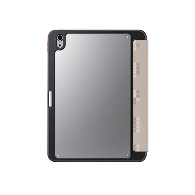Apple iPad Air 11 2024 Kılıf SkinArma Kabartma Baskı Tasarımlı 360 Tam Koruma Arkası Şeffaf Standlı Gamma Kılıf Siyah