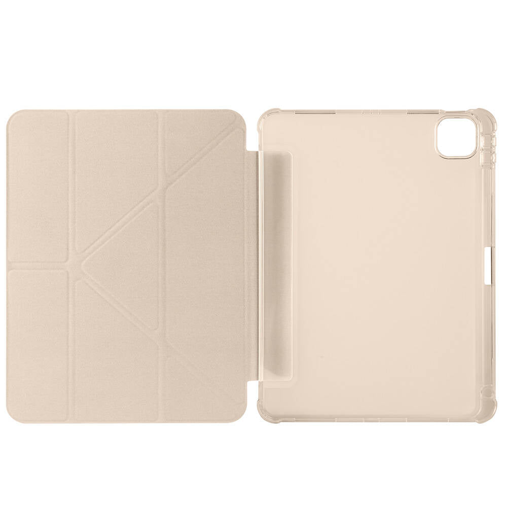 Apple iPad Air 11 2024 Kılıf Zore Tri Folding Kalem Bölmeli Standlı Kılıf Gold