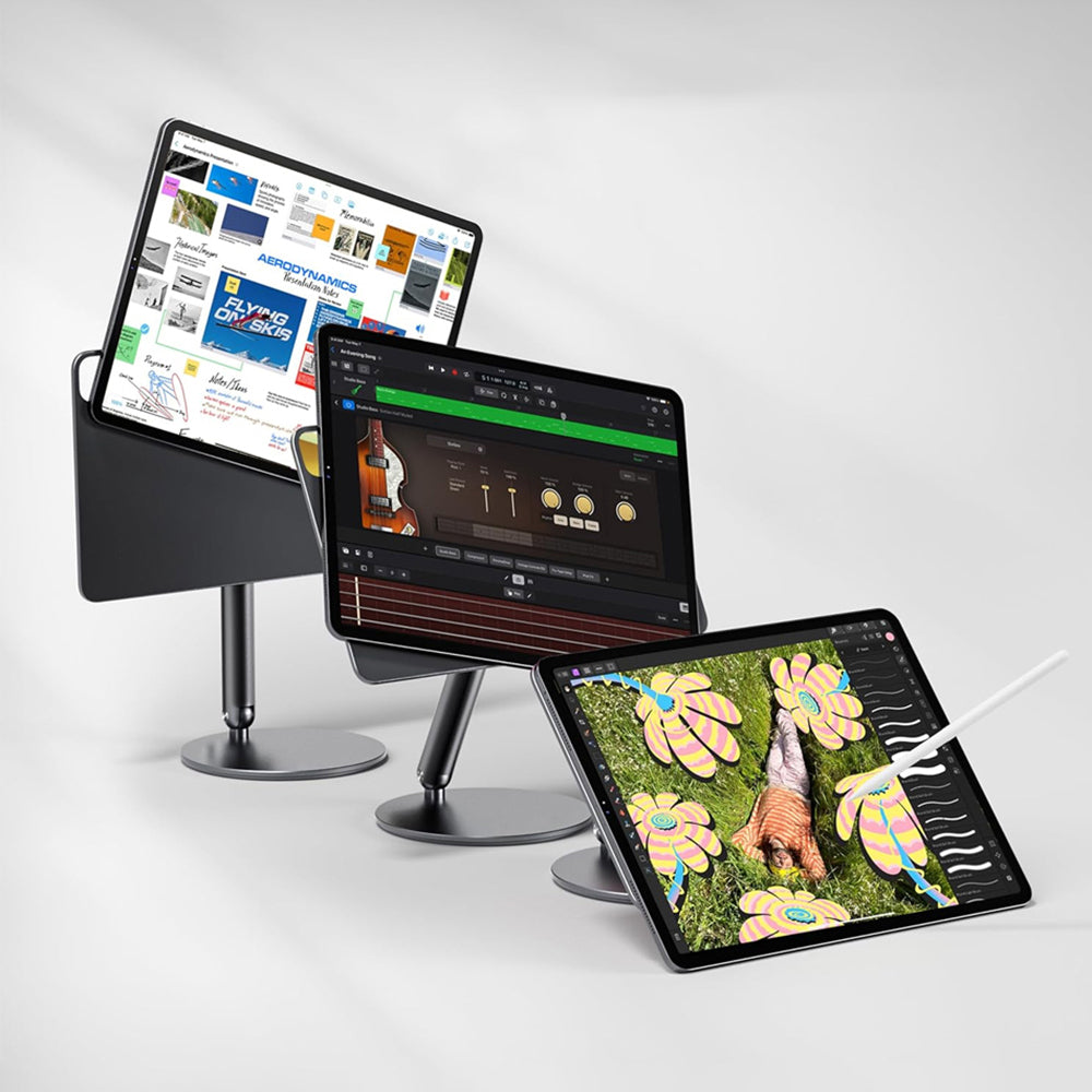 Apple iPad Air 11 2024 Wiwu ZM-310 360 Derece Dönebilen Magnetik Başlıklı Tablet Standı Gri