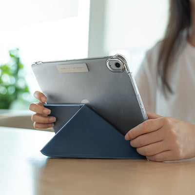 Apple iPad Air 11 2025 M3 Raptic Clear Folio Airbagli Şeffaf Kapaklı Katlanabilir Standlı Kılıf Lacivert