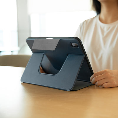 Apple iPad Air 11 2025 M3 Raptic Spin Detachable Folio PU Ayrılabilir Kalem Bölmeli Standlı Kılıf Lacivert