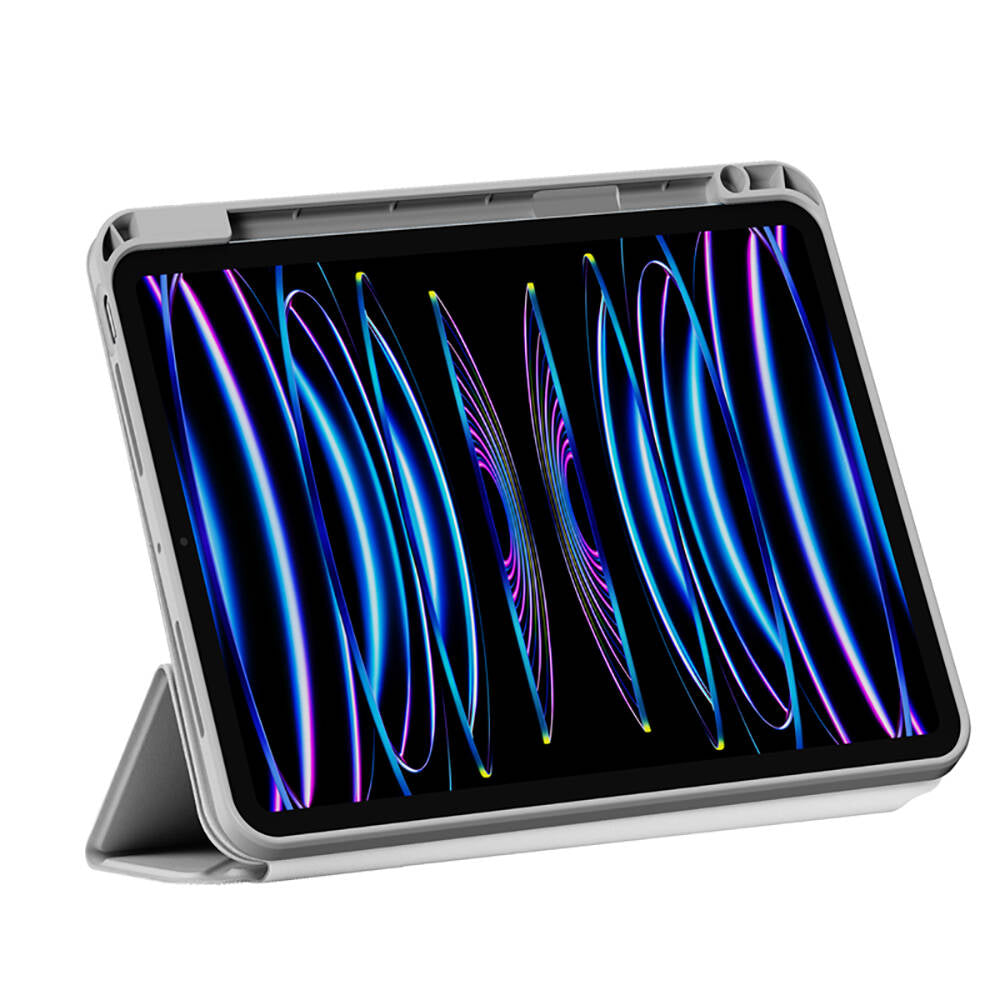 Apple iPad Air 12.9 2022 M2 Wiwu 360° Dönebilen Standlı Magnetik Koruyucu Tablet Kılıfı Gri