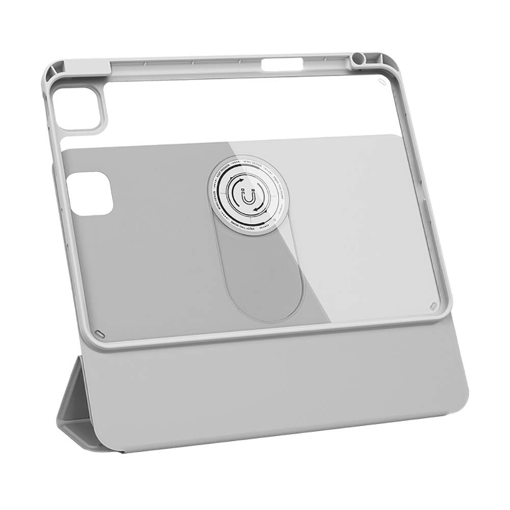 Apple iPad Air 12.9 2022 M2 Wiwu 360° Dönebilen Standlı Magnetik Koruyucu Tablet Kılıfı Gri