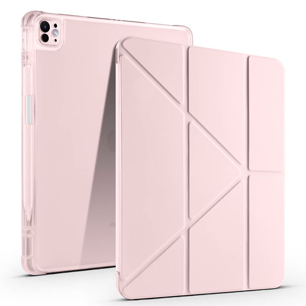 Apple iPad Air 13 2024 Kılıf Zore Tri Folding Kalem Bölmeli Standlı Kılıf Rose Gold