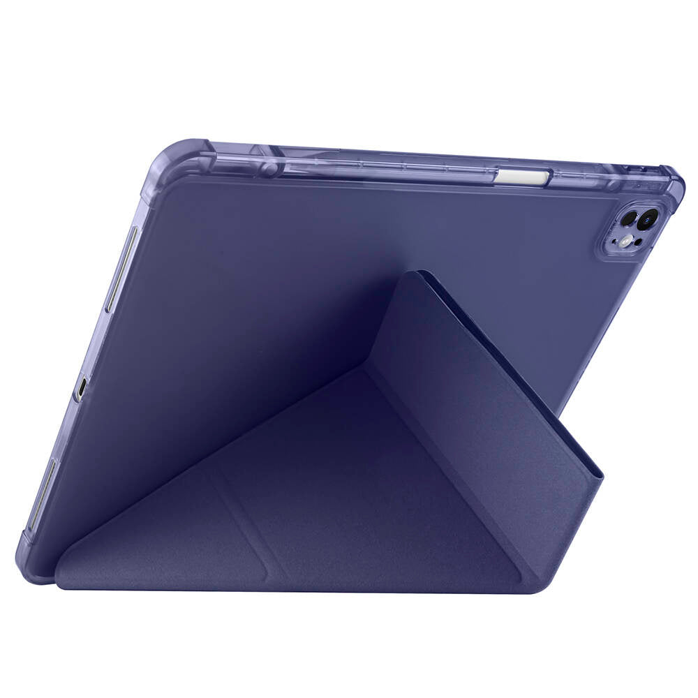 Apple iPad Air 13 2024 Kılıf Zore Tri Folding Kalem Bölmeli Standlı Kılıf Gri