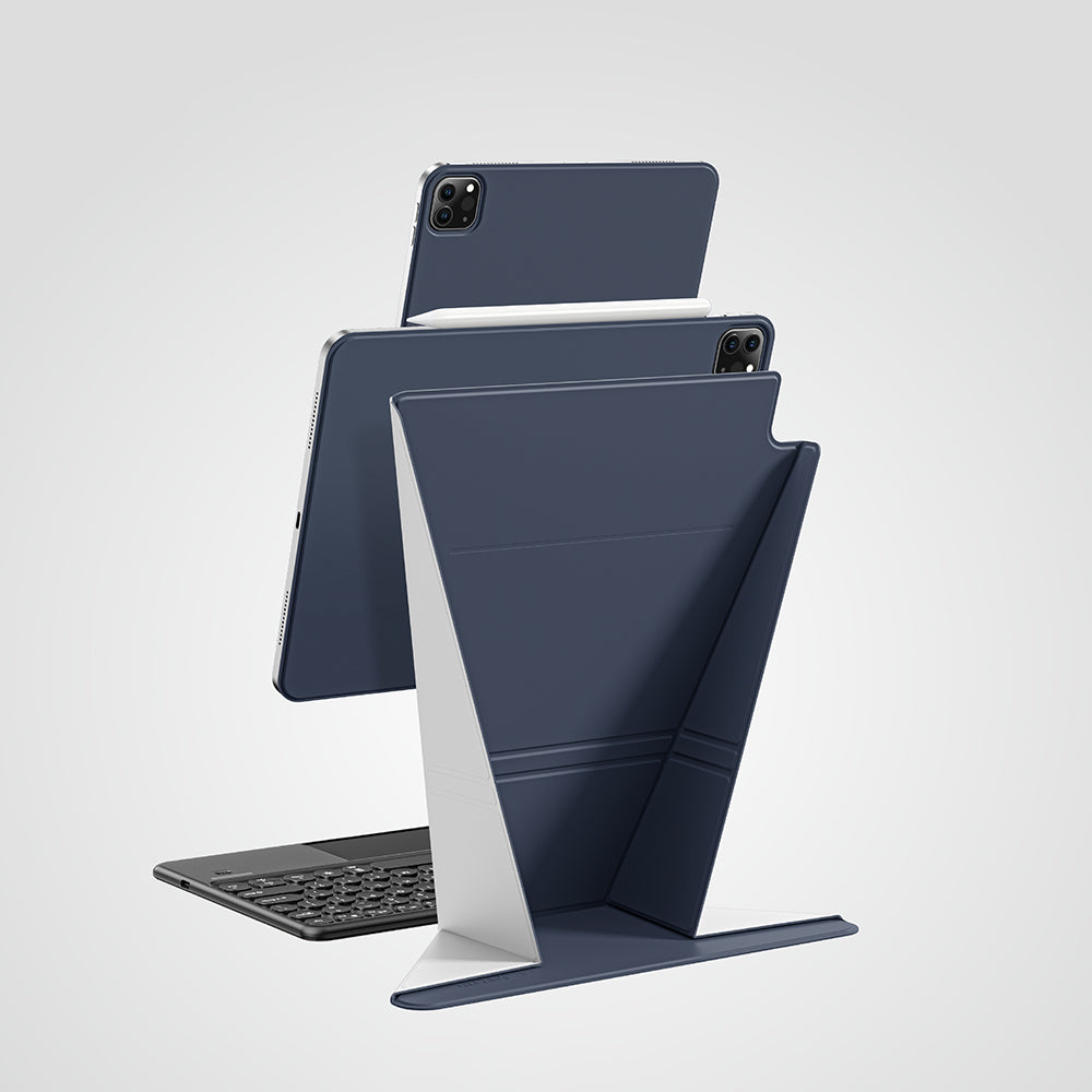 Apple iPad Air 13 2025 M3 Amazingthing Matte Pro Mag Folio Katlanabilir Magnetik Standlı Kılıf Mavi