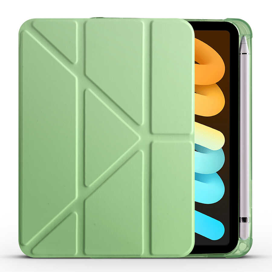 Apple iPad Mini 2021 (6.Nesil) Kılıf Zore Tri Folding Kalem Bölmeli Standlı Kılıf Lila