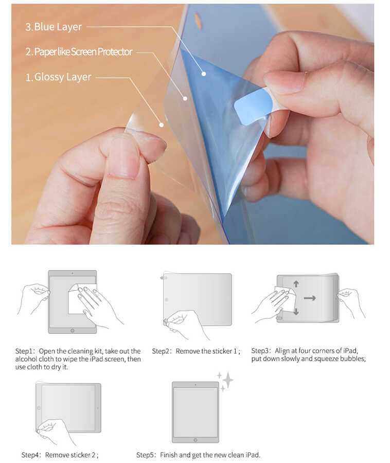 Apple iPad Mini 4 Kağıt Hisli Wiwu iPaper Like Tablet Ekran Koruyucu Renksiz